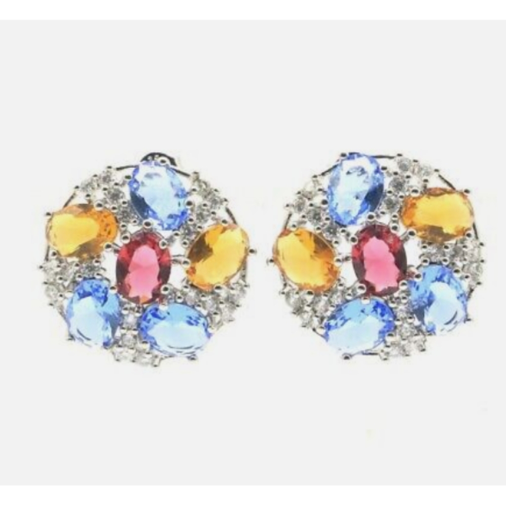 New citrine, tanzanite & tourmaline cz sterling silver post earrings